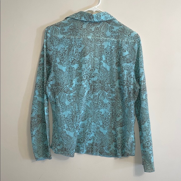 Eddie Bauer Cotton Paisley Button-Up Blouse - Picture 2 of 6